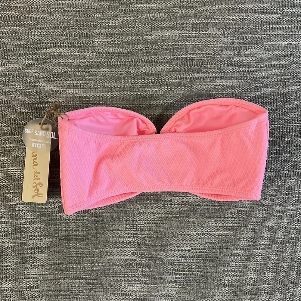 Cabana Del Sol Textured Bandeau Swimsuit Top - Picture 3 of 4